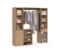 Dressing extensible JULIETTE - Bois panneau de particule effet lattes - Extensible 120-180 cm - Tiroirs, étagères, penderie