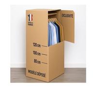 Dressing Malin Carton Penderie Modulable Double Cannelure Hauteur Réglable 3 Positions 50x50x120 cm 300L