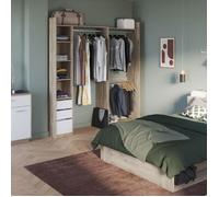 Dressing modulable avec étagères chêne kronberg et blanc - DR208 - Bois clair - Fabriqué en France - Terre de Nuit