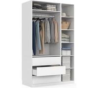 IDMarket - Dressing modulable TAYLOR 120 x 55 x 200 cm 2 modules avec penderie + étagères + tiroirs blanc