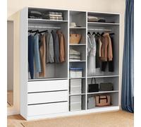 Dressing modulable TAYLOR 200 x 55 x 200 cm 3 modules avec penderies + étagères + tiroirs blanc