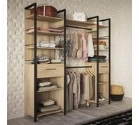 Kit Dressing extensible - L179 x P48 x H208 cm - Chene Kronberg / Noir mat - RIGA