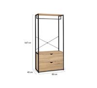 Dressing Penderie Detroit 2 Tiroirs Design Industriel
