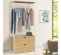 Dressing Penderie 2 Tiroirs L. 80 Cm Detroit Design Industriel Bois Et Métal Blanc