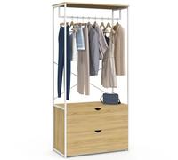 Dressing Penderie 2 Tiroirs L. 80 Cm Detroit Design Industriel Bois Et Métal Blanc