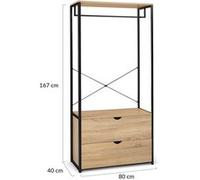 Dressing Penderie Detroit 2 Tiroirs Design Industriel