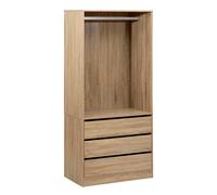 Dressing ""Dolo"" 3 tiroirs avec penderie effet bois - 5 five simply smart