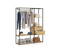 Dressing penderie avec étagères et 2 tiroirs L. 130 cm DETROIT design industriel