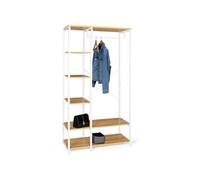 IDMarket Dressing penderie étagère DETROIT L. 90 cm design industriel bois et métal blanc