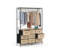 Dressing penderie L. 113 cm UTAH avec 9 bacs en tissu bois et noir