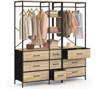 IDMarket - Dressing penderie modulable L. 150 cm UTAH XXL avec 3 étagères et 9 bacs en tissu bois et noir