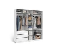 IDMarket - Dressing modulable Taylor 200×55×200 cm 3 modules penderies étagères tiroirs Blanc