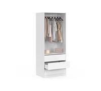IDMarket - Dressing TAYLOR 80 x 55 x 200 cm blanc | Avec penderie + 3 tiroirs, modulable avec gamme taylor