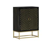 vidaXL Buffet avec 2 portes noir et doré 55x30x75 cm manguier
