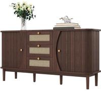Dressoir tressé - Armoire Lades - Salon Organisation - Design intemporel Concept - 140x40x76 cm - Couleur bois