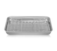 DRESSOOS 2ensembles Plaques de Cuisson Inox avec Plaques de Four Larges Antiadhésives pour Cuisson Cookies Rôtis Compatible Four et Grill Inox