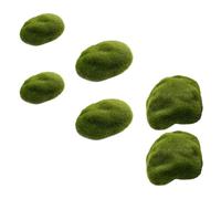 DRESSOOS 6pièces Pierres Décoratives Simulées avec Mousse Floquée Accessoires DIY pour Décoration de Jardin Pelouse Terrasse Extérieure Ornements Paysagers Verts Réalistes Grand Moyen