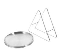 DRESSOOS Assiette de Conservation pour Steak en Acier Inoxydable avec Support Pratique et Plateau Rond pour Bars et Cafés