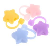 DRESSOOS Bouchons en Silicone Réutilisables pour Paille 4 Pièces D'étoile, Protège-embouts Adaptés aux Pailles de 6-8 Mm, Maison Fêtes