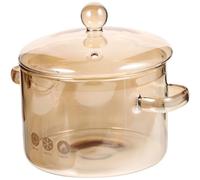 DRESSOOS Casserole en Verre Borosilicaté 1500ml avec Couvercle et Poignées Doubles, Résistante la Chaleur pour Cuisson de Nouilles et Lait la Maison