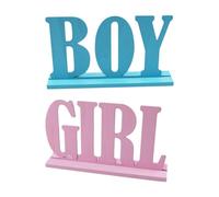 DRESSOOS Décoration de Table en Bois 2 Pièces pour Fête Naissance Bébé, Panneau Révélant Le Genre, Ornement Adorable pour Nouveaux Parents, Shower