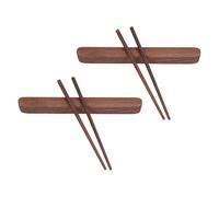 DRESSOOS Ensemble de 2 Paires de Baguettes Réutilisables en Bois de Noyer Noir avec Étui Portable, Durabilité Solide, pour Voyage et Bureau, Coffret Pratique en Bois