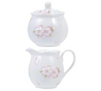 DRESSOOS Ensemble Pichet à Crème à Café et Sucrier en Céramique Blanche, Facile à Nettoyer, Design Délicat, pour Hôtels et Cafés
