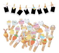 DRESSOOS Lot de 70 Mini Pinces à Linge en Bois pour Décoration de Fête et Organisation de Câbles, Clips Photo Cartoon pour Accrocher Photos et Objets Artisanaux