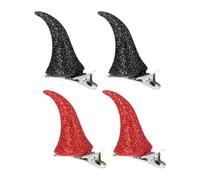 DRESSOOS Pinces à Cheveux Décoratives pour Halloween en Plastique et Métal Set de 2 Paires de Cornes de Bœuf Rouges Accessoires Cosplay pour Fêtes et Bal
