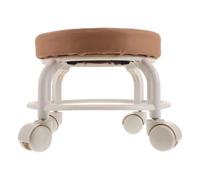 DRESSOOS Tabouret Pivotant Bas Rond à roulettes en PU Marron pour Usage Professionnel et Bureau à Domicile, Siège Robuste et Design Moderne Confortable