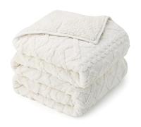 Drewin Couverture lestée de 6,8 kg pour grand lit, douce et épaisse en jacquard Sherpa pour apaiser et se détendre, couverture pelucheuse double face ultra douce avec perles en céramique, 152,4 x