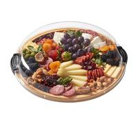 driattie Planches À Charcuterie, Plateau Alimentaire En Bois, Planche De Service Ronde Portable Avec Couvercle Pour Fêtes, Noël, Restaurant, Pique-nique, Vacances, Piscine, Cuisine, Buffet, Camping