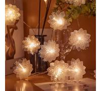 Driflo Guirlande lumineuse de 3 m avec 20 fleurs artificielles - Fonctionne à piles - Pour chambre à coucher, intérieur, jardin, mariage, fête d'anniversaire - Blanc