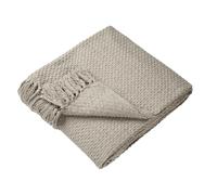 Drift Home - Couvre-lit naturel avec pompon (180x130 cm) - Coton recyclé - Tissage en panier - Couverture de canapé texturée - Taille L