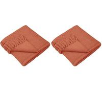 Drift Home - Jeté en Terre Cuite avec Pompons (180 × 130 cm) - Plaid tissé Durable en Coton recyclé - Jeté texturé pour canapé Terracotta - Grande Couverture décorative Orange pour lit ou Sofa