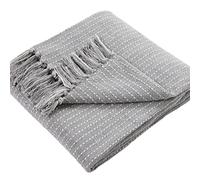 Drift Home - Jeté Gris avec Pompon (180 x 130 cm) - Coton Recy urable - Couverture Tissée à Rayures - Jeté de Canapé Texturé - Couverture/Jet de Lit - Décoration d'Intérieur