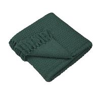 Drift Home - Jeté Vert Pompon (180 x 130 cm) - Coton recy urable - Couverture tissée - Texturée pour canapé