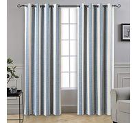 DriftAway Chris Rideaux occultants en Lin avec Couche Thermique et insonorisante - 213,4 cm de Long - pour Chambre à Coucher - Imprimé à Rayures - Isolation Thermique - Doublure - pour Salon - Jean