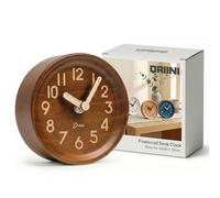Driini Horloge de Bureau analogique en Bois - 10,9 cm - Horloge décorative en pin - Design sans tic-tac - Horloge de cheminée silencieuse Facile à Lire - Horloges de Table silencieuses avec Corps en