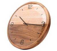Driini Horloge Murale analogique en Verre (30,5 cm) - Cadre en Bois de pin avec Cadran en Bois Bicolore - Fonctionnement à Piles avec Mouvement Silencieux - Grandes horloges décoratives pour Salle de