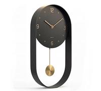 Driini Horloge Murale Moderne à Pendule - Cadre décoratif et Unique en métal, Cadran de 20,3 cm - Contemporaine et Minimaliste, Fonctionnement Silencieux sur Piles - Comprend Un Pendule Noir et doré