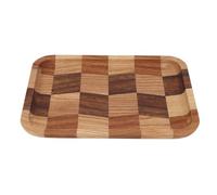DriKou Plateau à thé, motif de grille, noyer noir, bois ciré blanc, assiette de service rectangulaire pour sushi, pain, desserts, collations aux fruits (25 * 18CM)