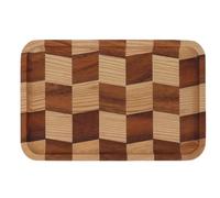 DriKou Plateau à thé, motif de grille, noyer noir, bois ciré blanc, assiette de service rectangulaire pour sushi, pain, desserts, collations aux fruits (30 * 20CM)