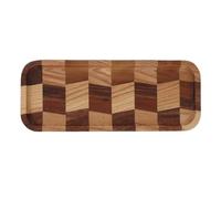 DriKou Plateau à thé, motif de grille, noyer noir, bois ciré blanc, assiette de service rectangulaire pour sushi, pain, desserts, collations aux fruits (32 * 12.5CM)