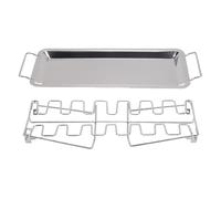 DriKou Support à Cuisses de Poulet à 12 emplacements pour Ailes de Gril Grille à rôtir Pliable en Acier Inoxydable de qualité supérieure avec lèchefrite Amovible Support à rôtir Pliable