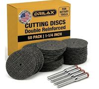 DRILAX Meules à tronçonner renforcées en fibre de verre 50 pièces Disque d'outil de coupe abrasif de 1 1/4 pouce de diamètre avec 4 mandrins inclus Disques rotatifs compatibles avec Dremel 426 426b