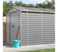 Drillkyn Abri de jardin gris clair en acier galvanisé 191 x 555 x 198 cm Abri de jardin pour outils, vélo, tondeuse à gazon, barbecue, meubles, espace de rangement et protection contre les intempéries