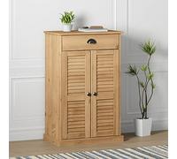 Drillkyn Armoire à chaussures VIGO en pin massif 60 x 35 x 96 cm avec finition cire de miel, 2 compartiments 1 tiroir pour couloir, garde-robe crée de l'ordre