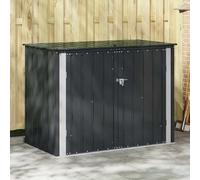 Drillkyn Boîte de rangement de jardin noire en acier - 151,5 x 82 x 110,5 cm - Verrouillable - Abri de jardin pour ranger outils, vélo, tondeuse à gazon, barbecue, terrasse, balcon, cour