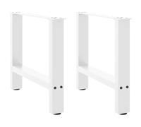 Drillkyn Lot de 2 pieds de table basse blancs 60 x 42-43 cm en acier revêtu par pulvérisation avec réglage en hauteur réglable, plaque de montage stable et vis pour table basse, table d'appoint, table